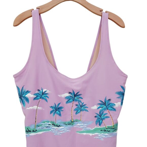 Old Navy Swimsuit Womens XL Lilac Padded Tropical Print Outdoor Pool Beach - Picture 4 of 12